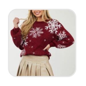 Festive Burgundy Snowflake Sweater